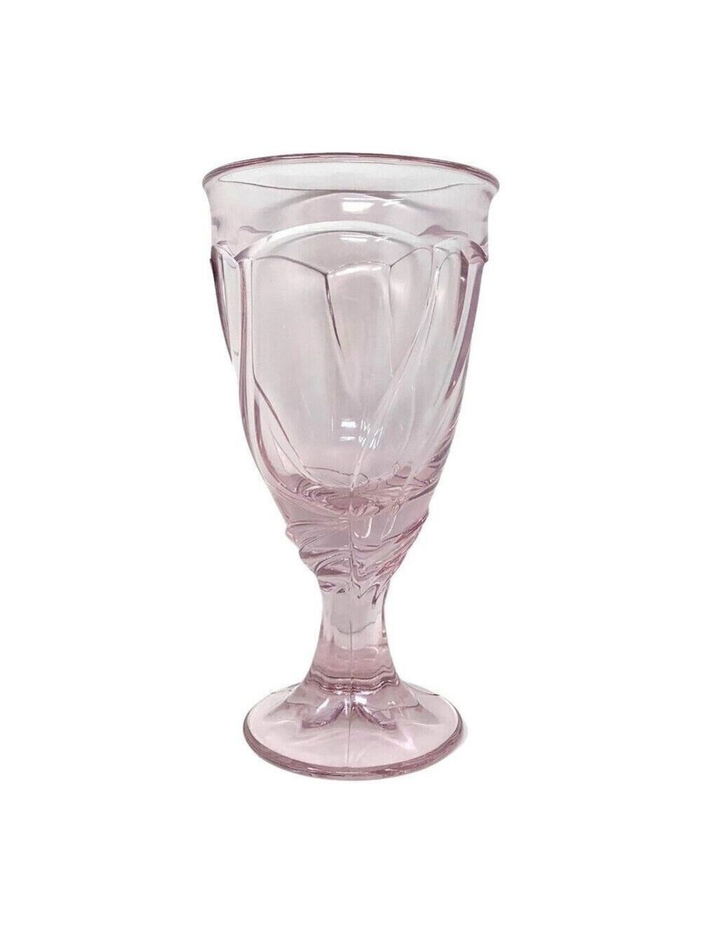 Noritake Sweet Swirl Pink Iced Tea Goblet Pressed Glass Elegant Drinkware Japan